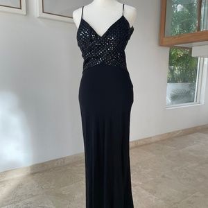 BCBGMaxazaria super sexy long black dress with sequin application on bust